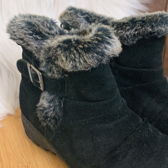 Khombu | Black Suede Zipper Lindsey All Weather Rubber Sole SlipOn Boots 9 - Picture 16 of 17